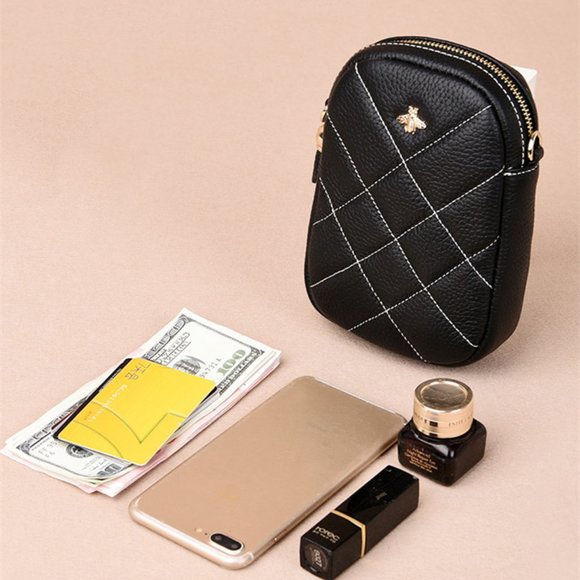 Genuine leather quilted crossbody purse - Picture 10 of 13